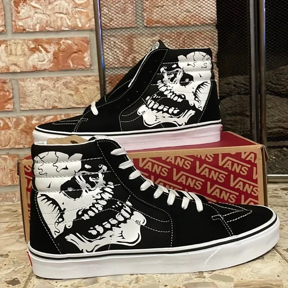 Vans Shoes Vans Sk8 Hi Tim Glow Skulls Black And White Glow In